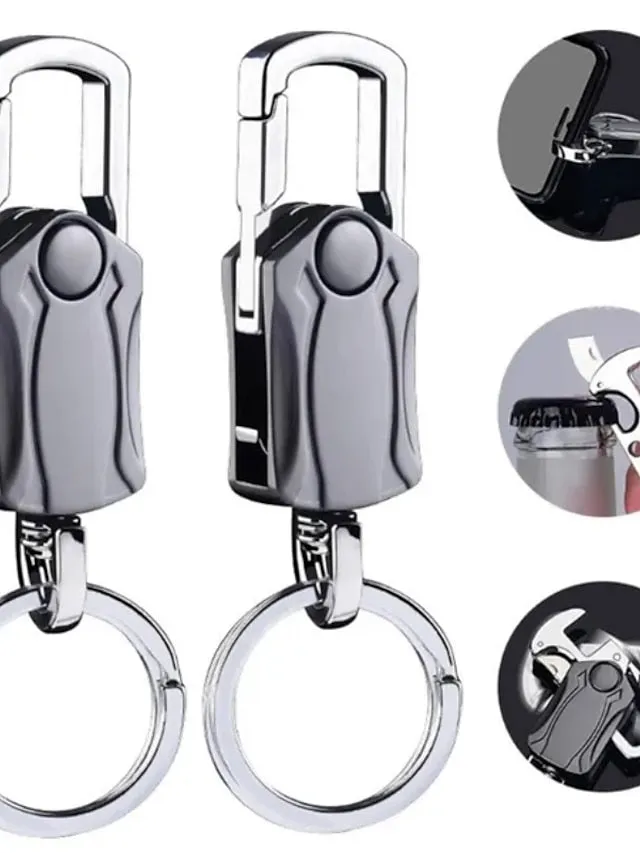 4-in-1 Heavy Duty Key Chain Anti-Anxiety Fidget Spinner Rotatable Keyring Box Cutter Phone Holer Bottle Opener Keychain CYT