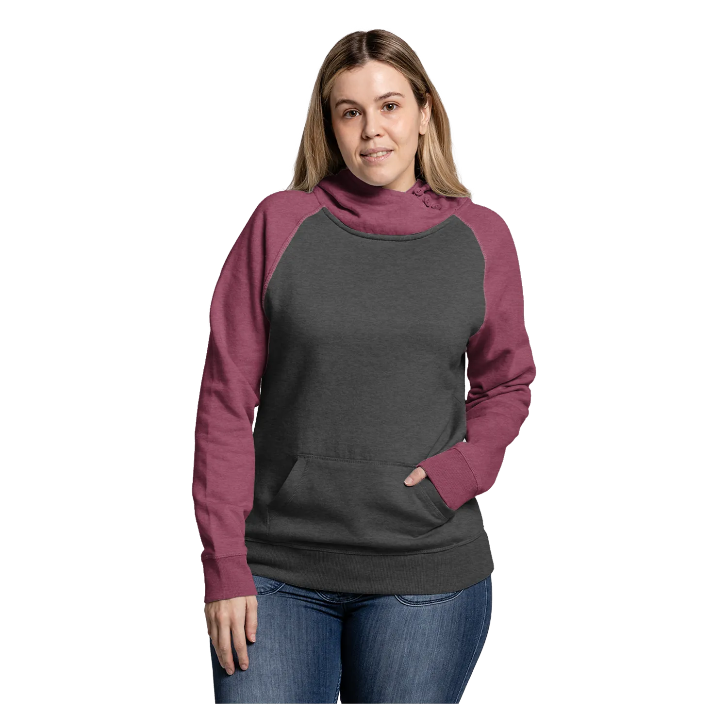 82182 Women's Cozy Asym Hood - Two Tone Colors