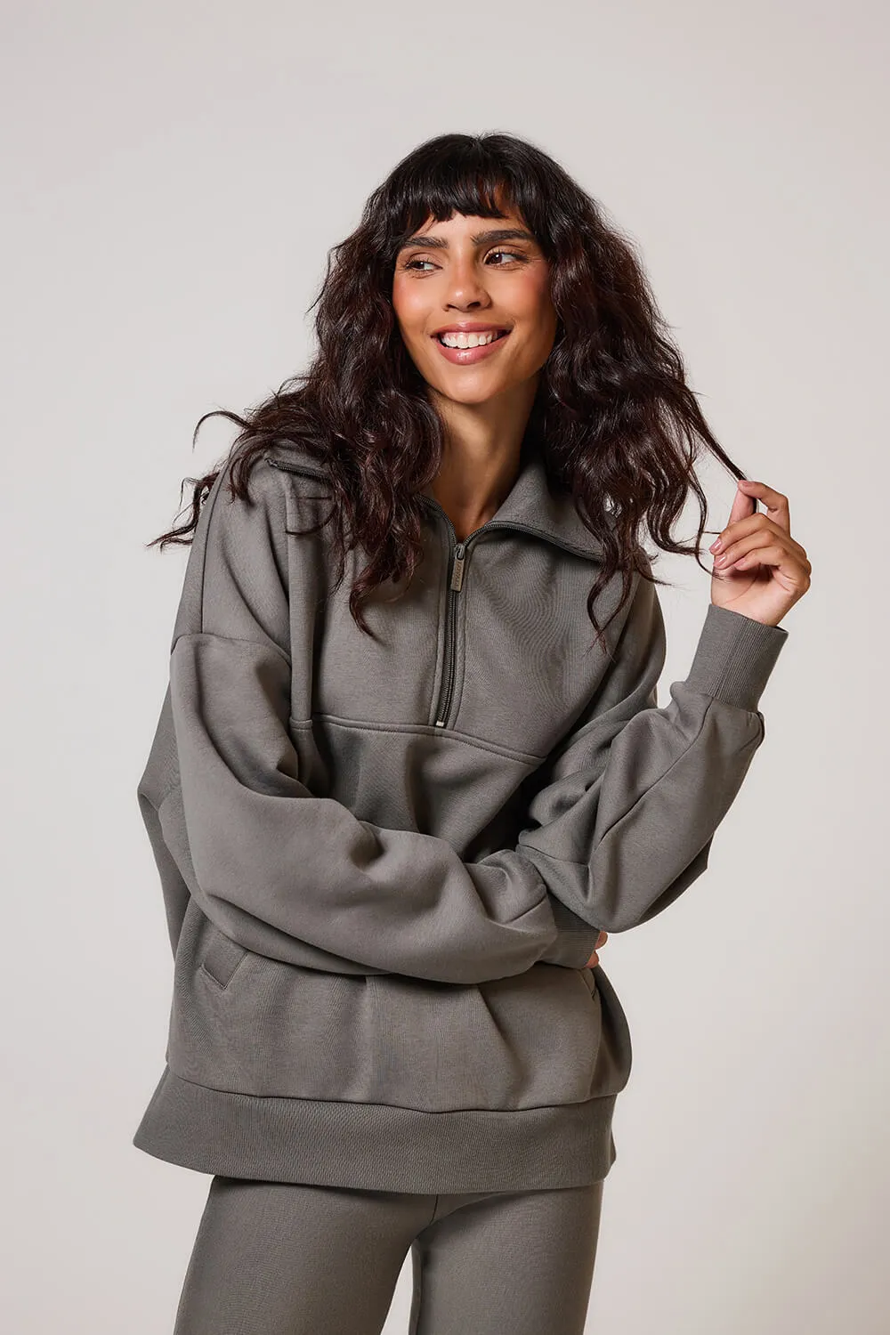 ALL SZN Organic Oversized 1/4 Zip Sweatshirt - Slate Green