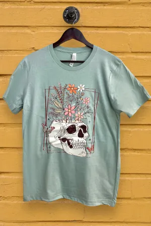 BC DTF SKULL FLOWER  - DUSTY BLUE
