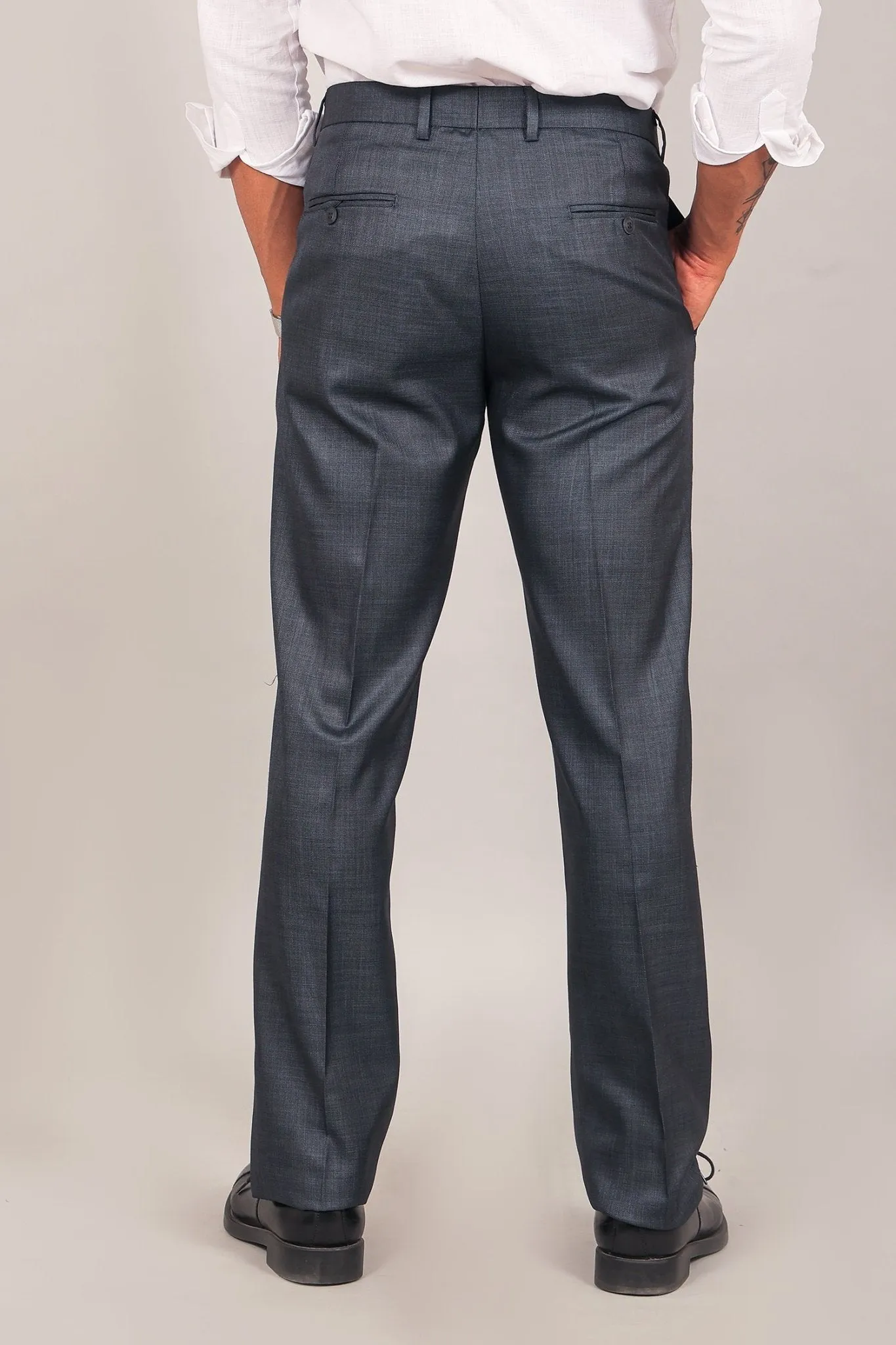 Bluebird Men's Dark Blue-Grey Formal Trousers