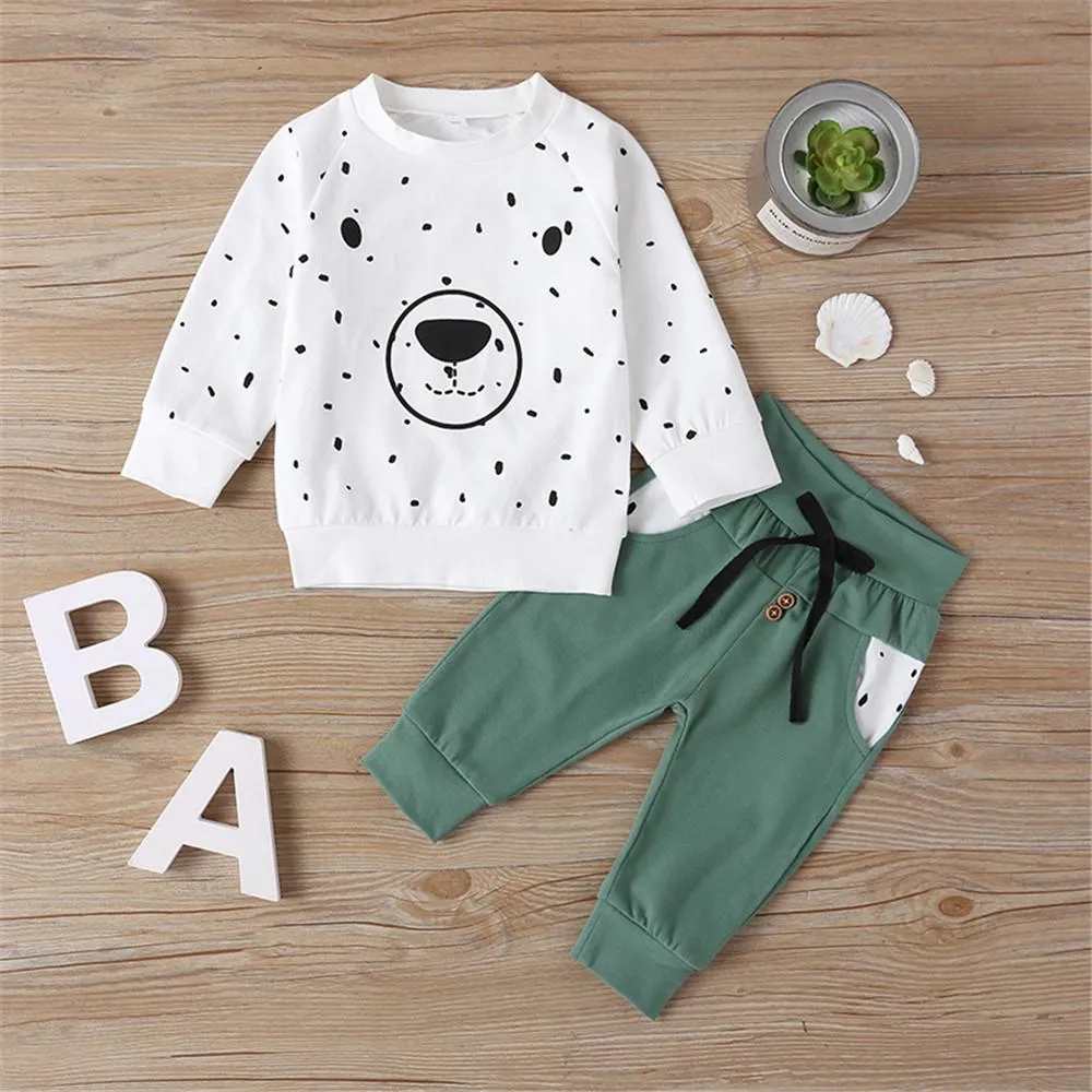 Boys Bear Dolka Dot Long Sleeve Top & Pants