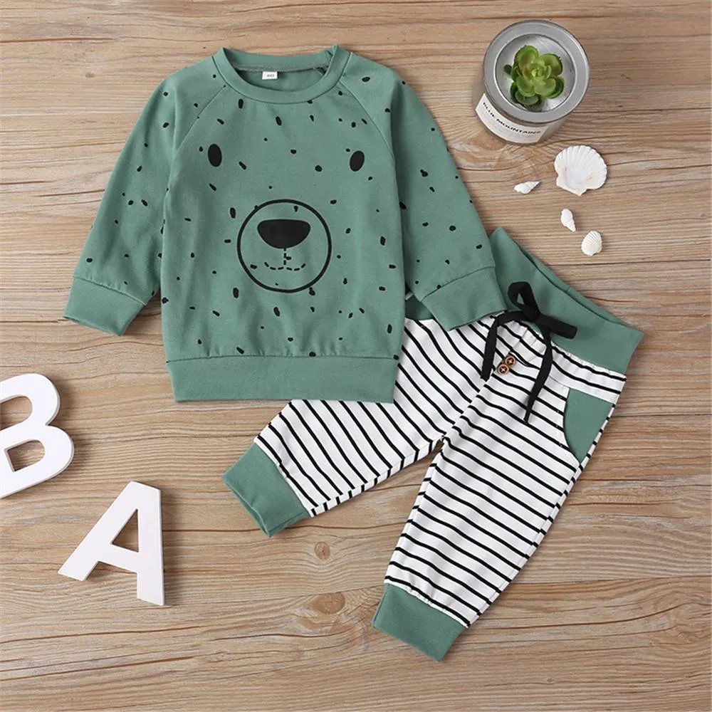 Boys Bear Dolka Dot Long Sleeve Top & Pants
