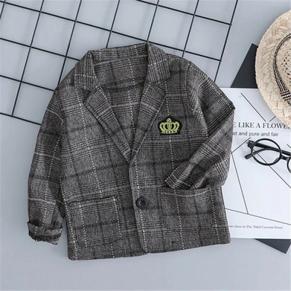 Boys Long Sleeve Bow Plaid Top & Outerwear & Pants