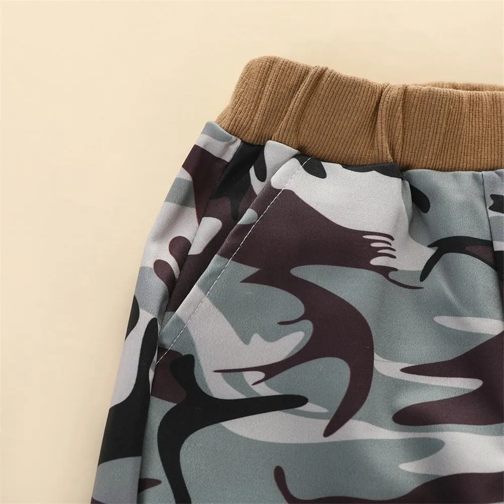 Boys Unicorn Cartoon Camo Hooded Jumper & Pants