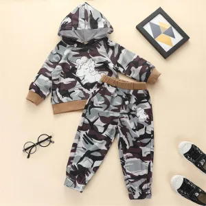 Boys Unicorn Cartoon Camo Hooded Jumper & Pants