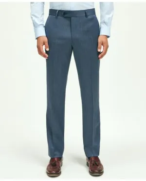 Brooks Brothers Men's Classic Fit Wool Herringbone 1818 Dress Trousers Navy