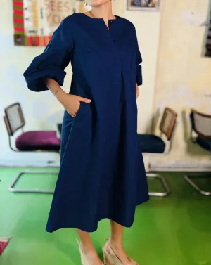 Bubble Sleeve Dress in Blue