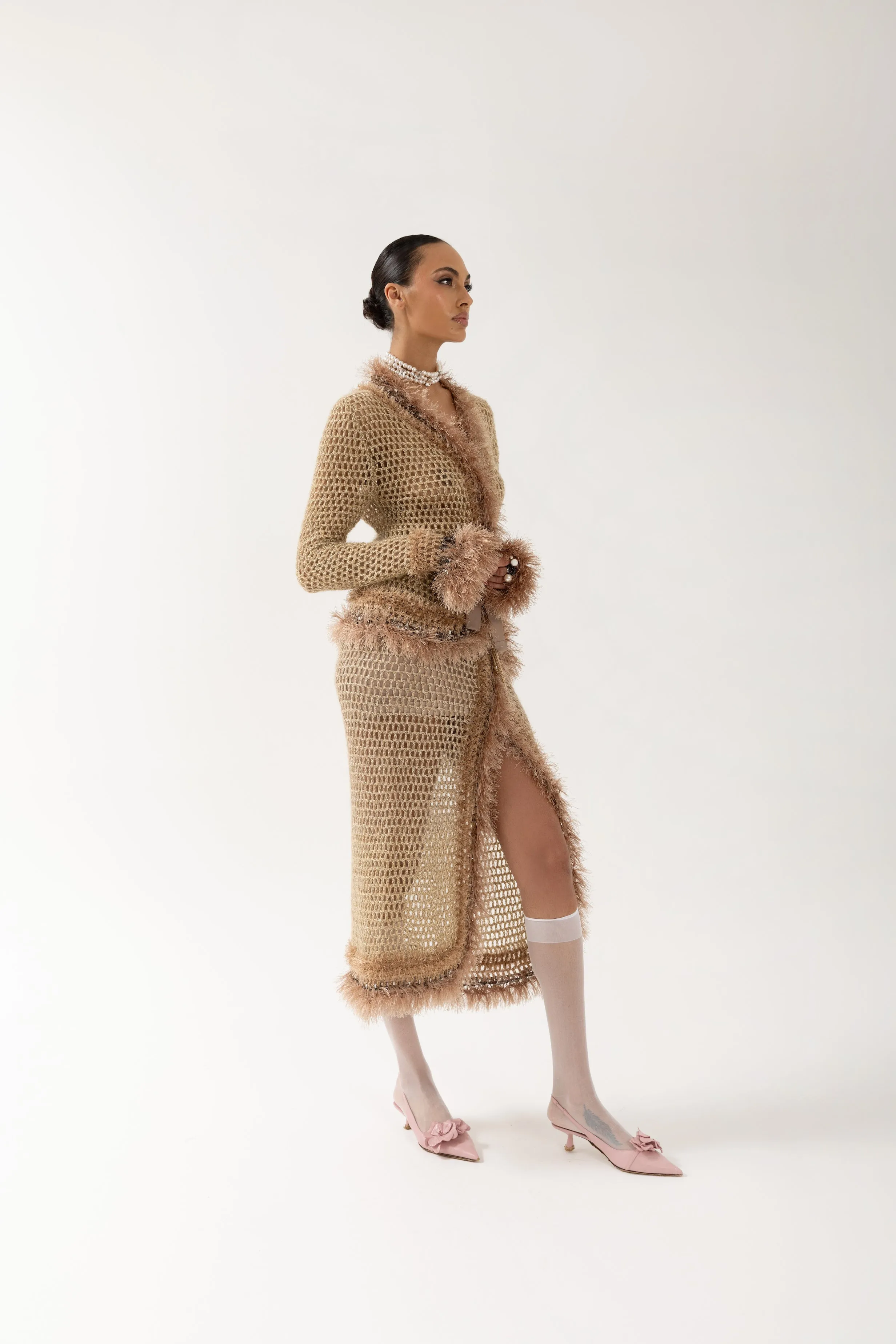 Camel Handmade Knit Cardigan