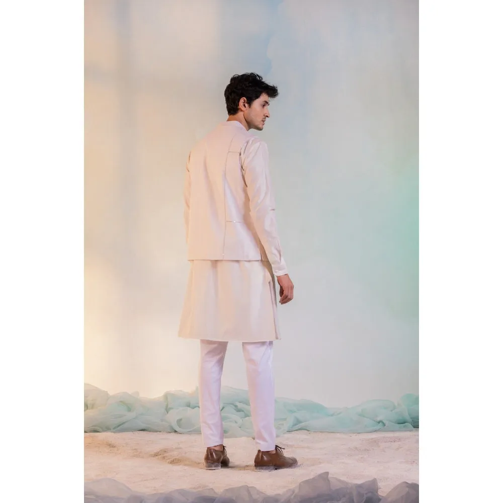 Charkhee Men's Sequin Nehru Jacket Off White