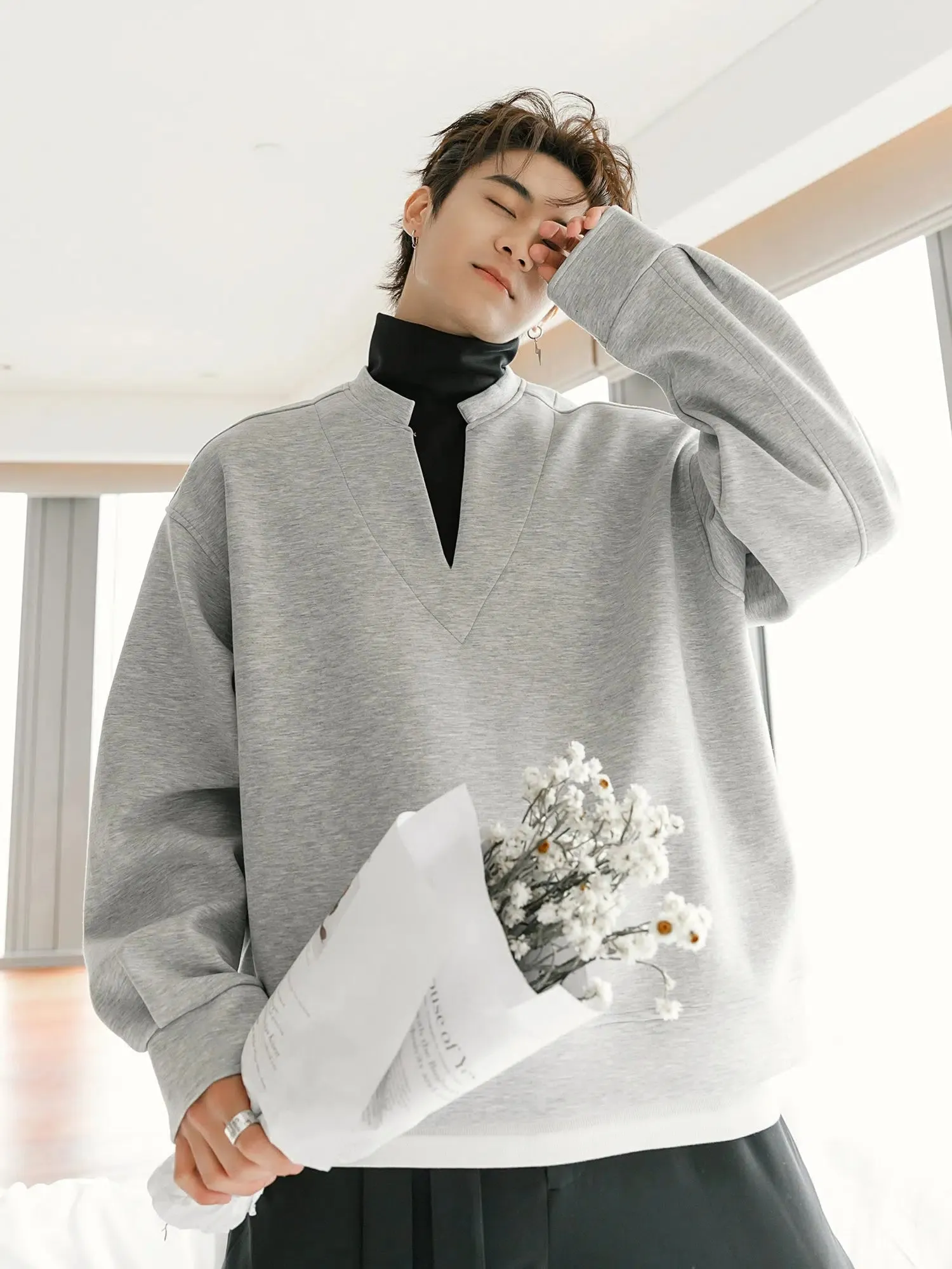 Cozy Oversized V-Neck Sweatshirt