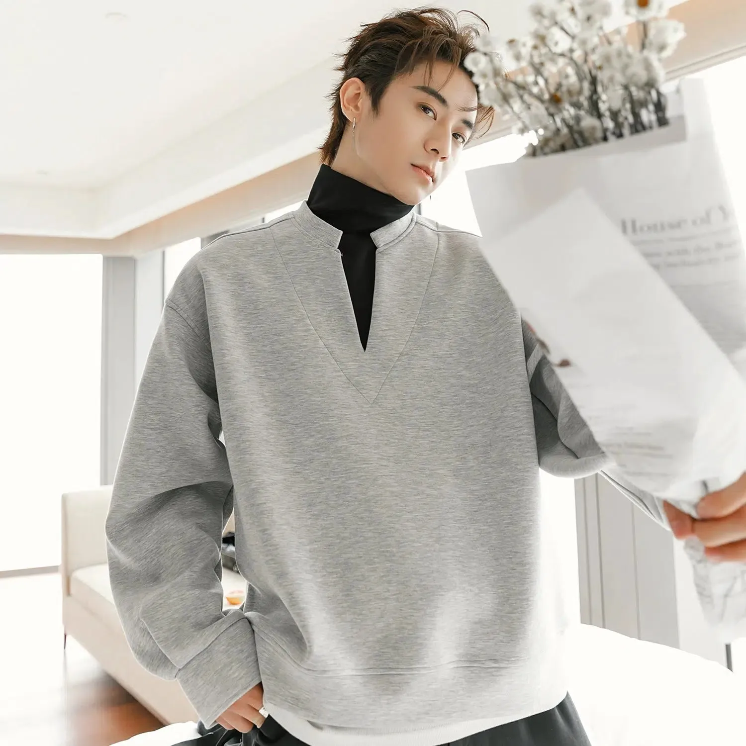Cozy Oversized V-Neck Sweatshirt