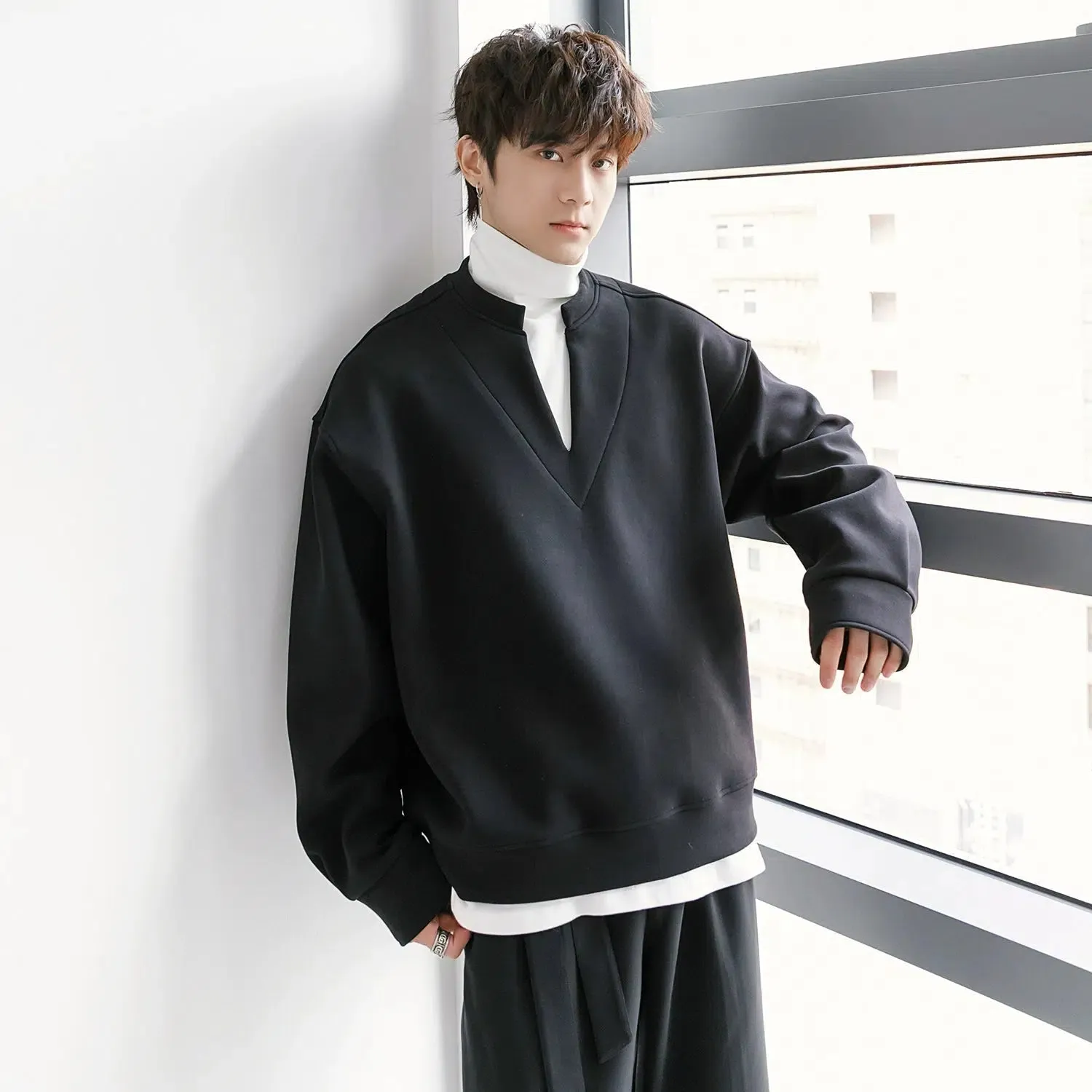 Cozy Oversized V-Neck Sweatshirt