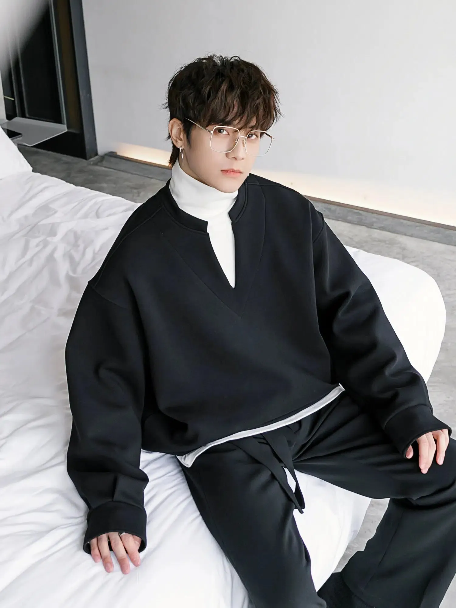 Cozy Oversized V-Neck Sweatshirt