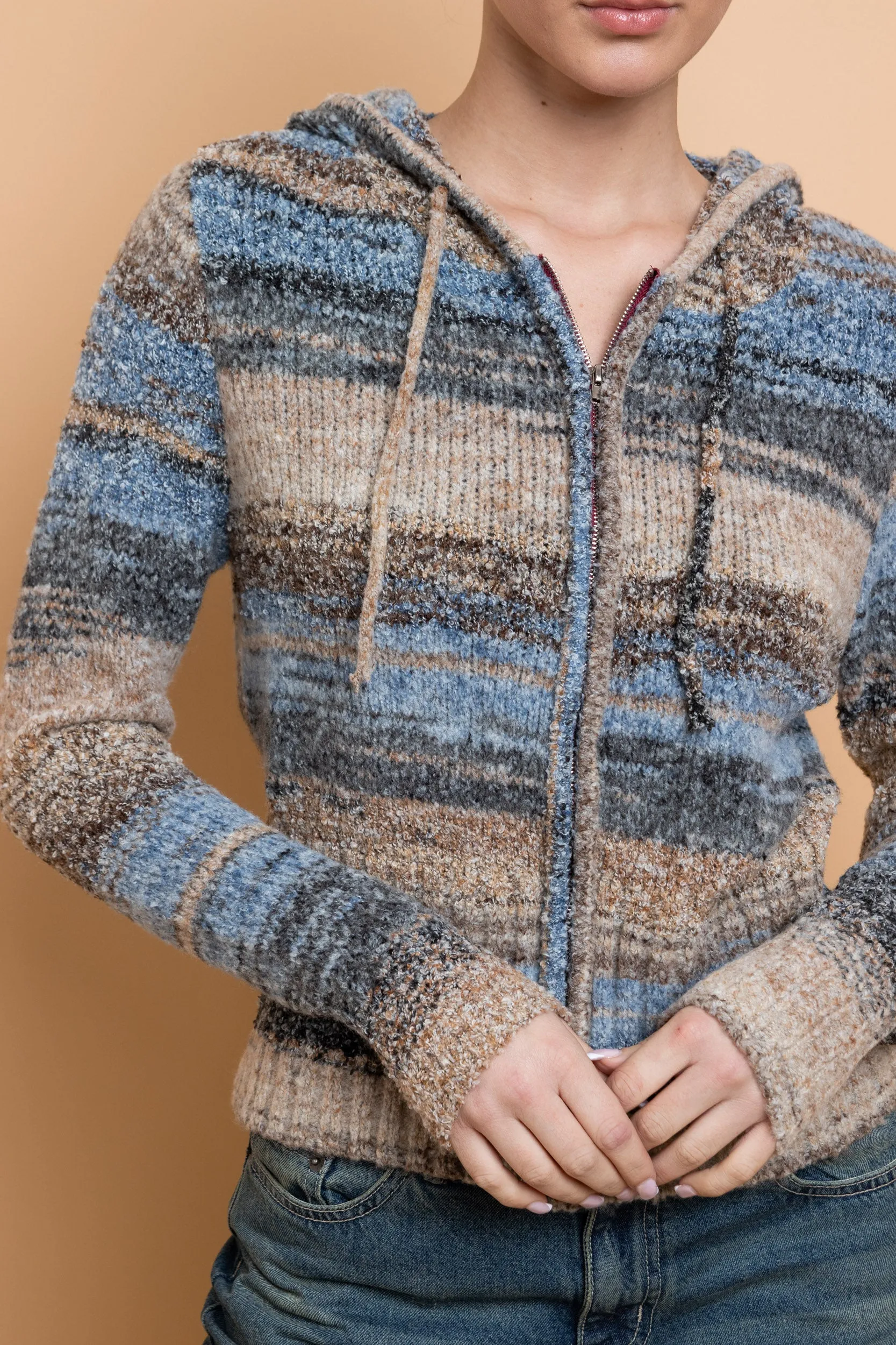 Daisy Street Deep Rib Zip Up Knit