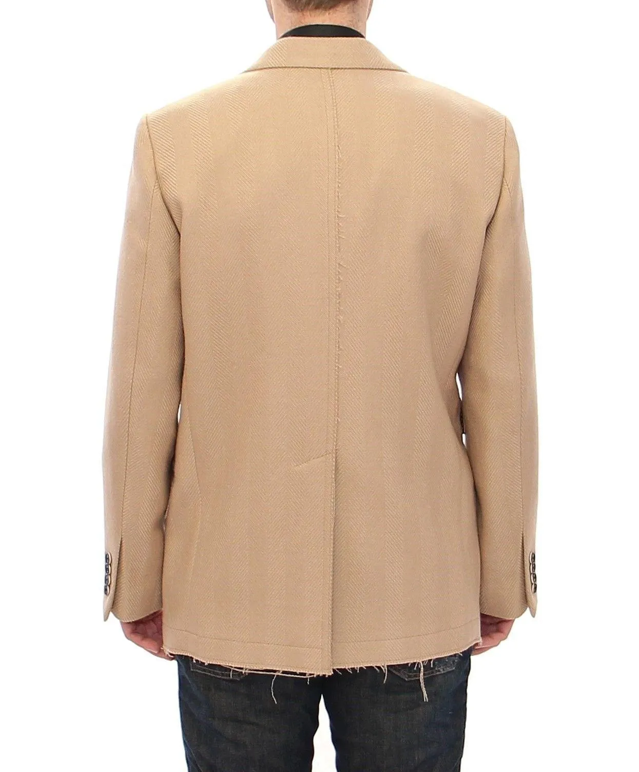 Dolce & Gabbana Beige Double Breasted Coat Jacket