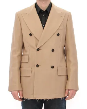 Dolce & Gabbana Beige Double Breasted Coat Jacket