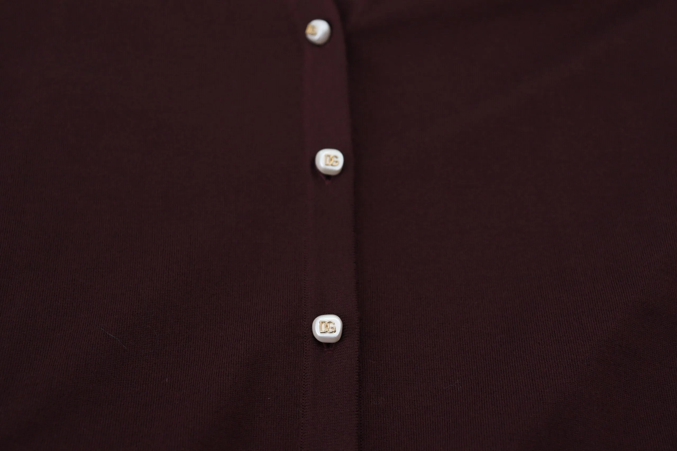 Dolce & Gabbana Chic Maroon V-Neck Wool Cardigan