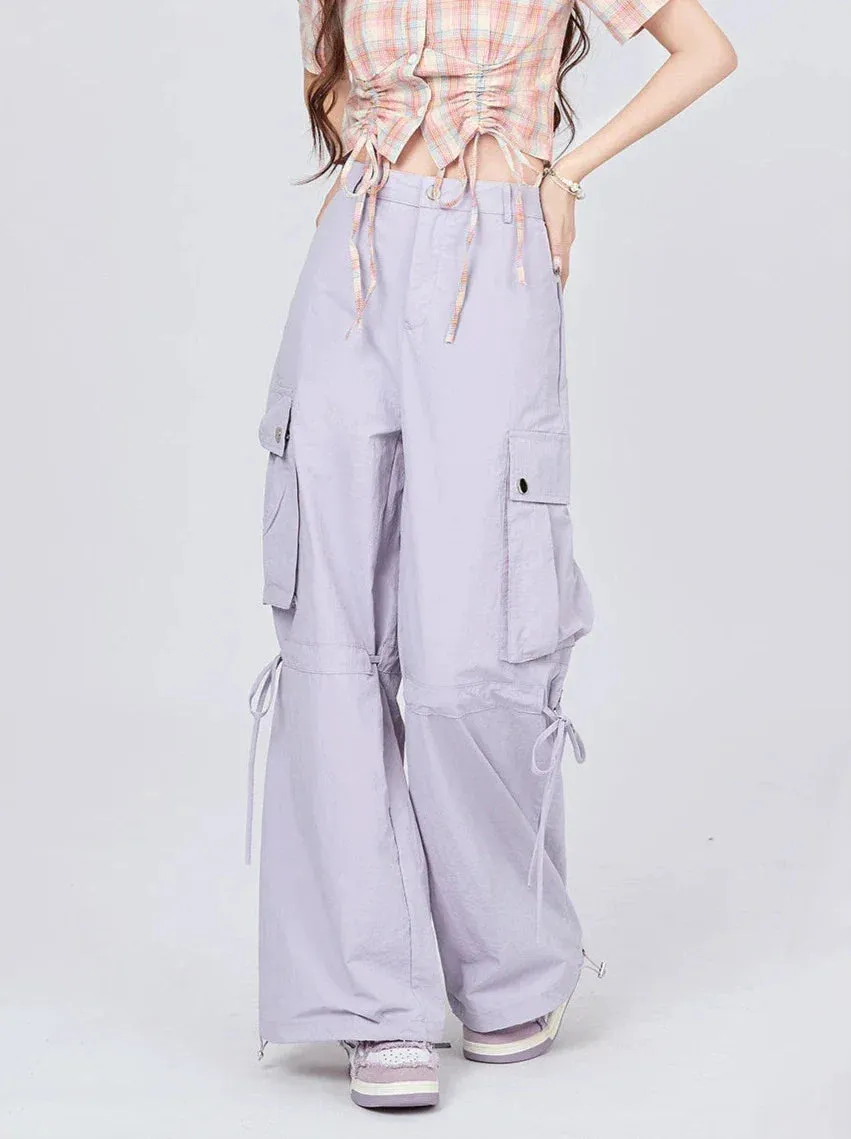 Drawstring Pants Strap Loose Cargo