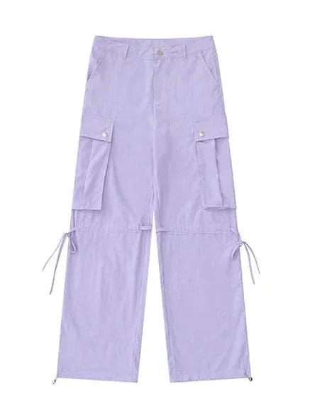Drawstring Pants Strap Loose Cargo