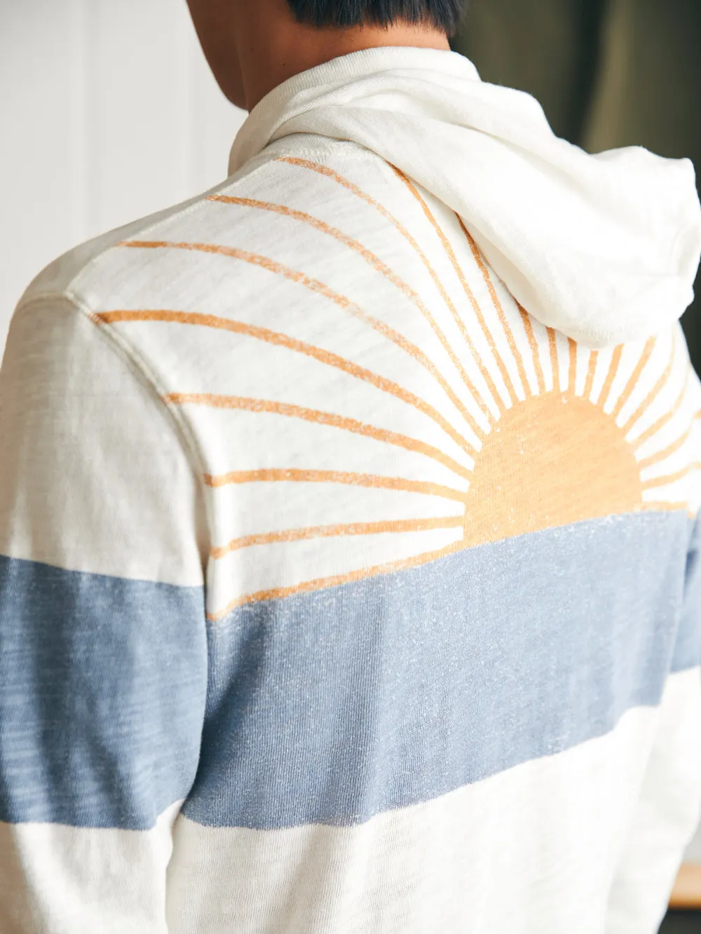 Faherty Sunwashed Sunray Slub Hoodie in Ocean Sunrise