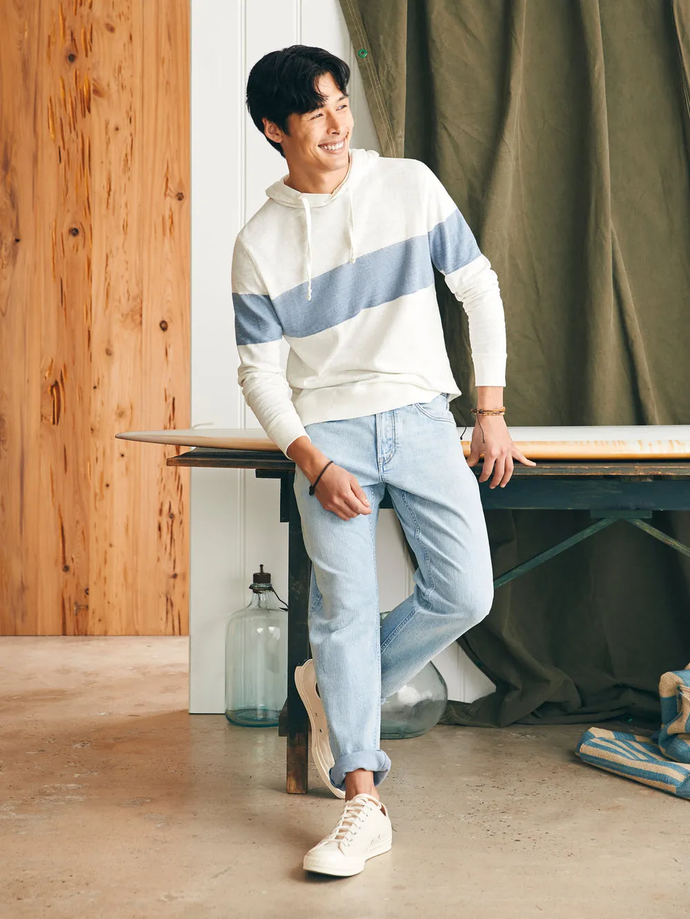 Faherty Sunwashed Sunray Slub Hoodie in Ocean Sunrise