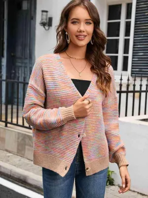 Fall Chic Buttoned V Neck Cardigan