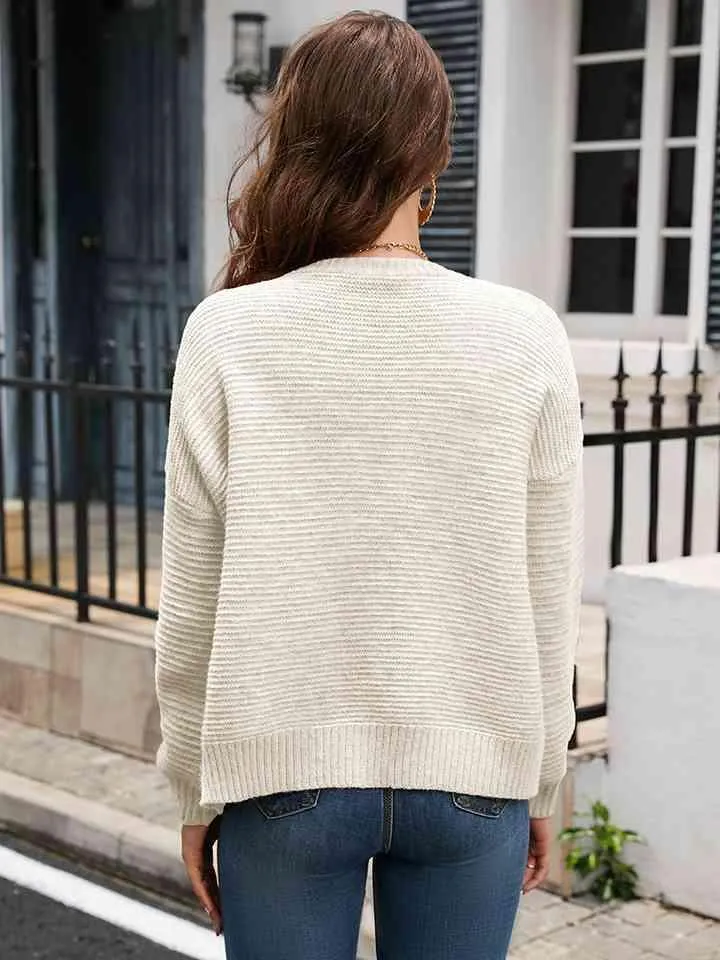 Fall Chic Buttoned V Neck Cardigan