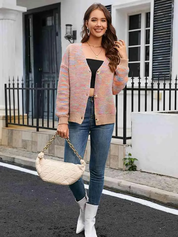 Fall Chic Buttoned V Neck Cardigan