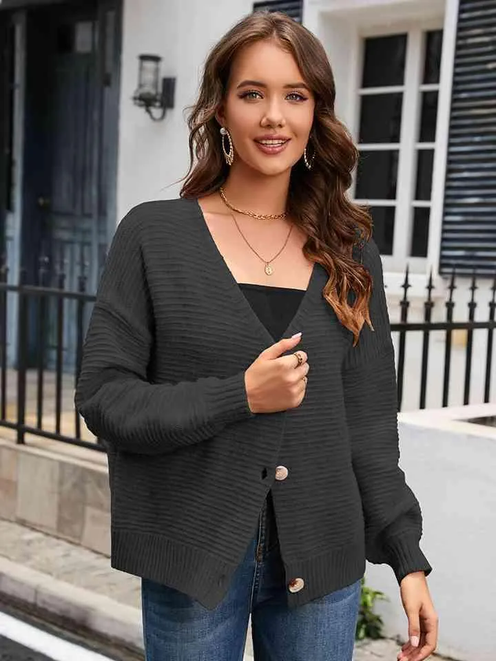 Fall Chic Buttoned V Neck Cardigan