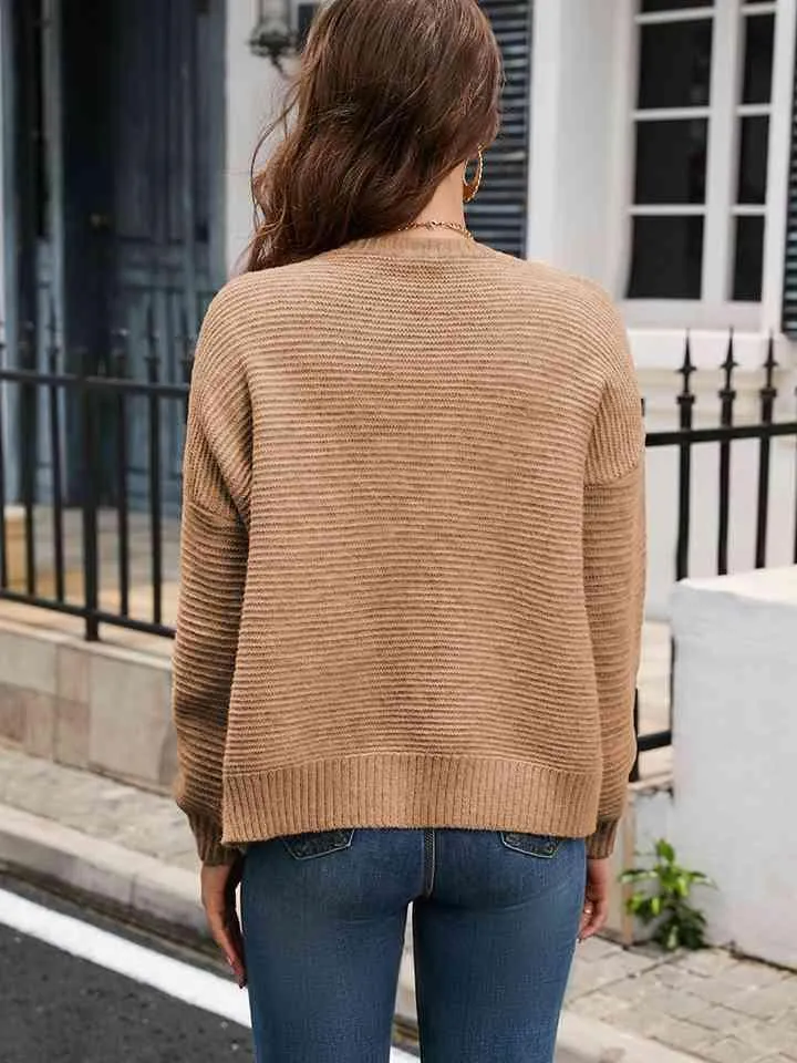 Fall Chic Buttoned V Neck Cardigan