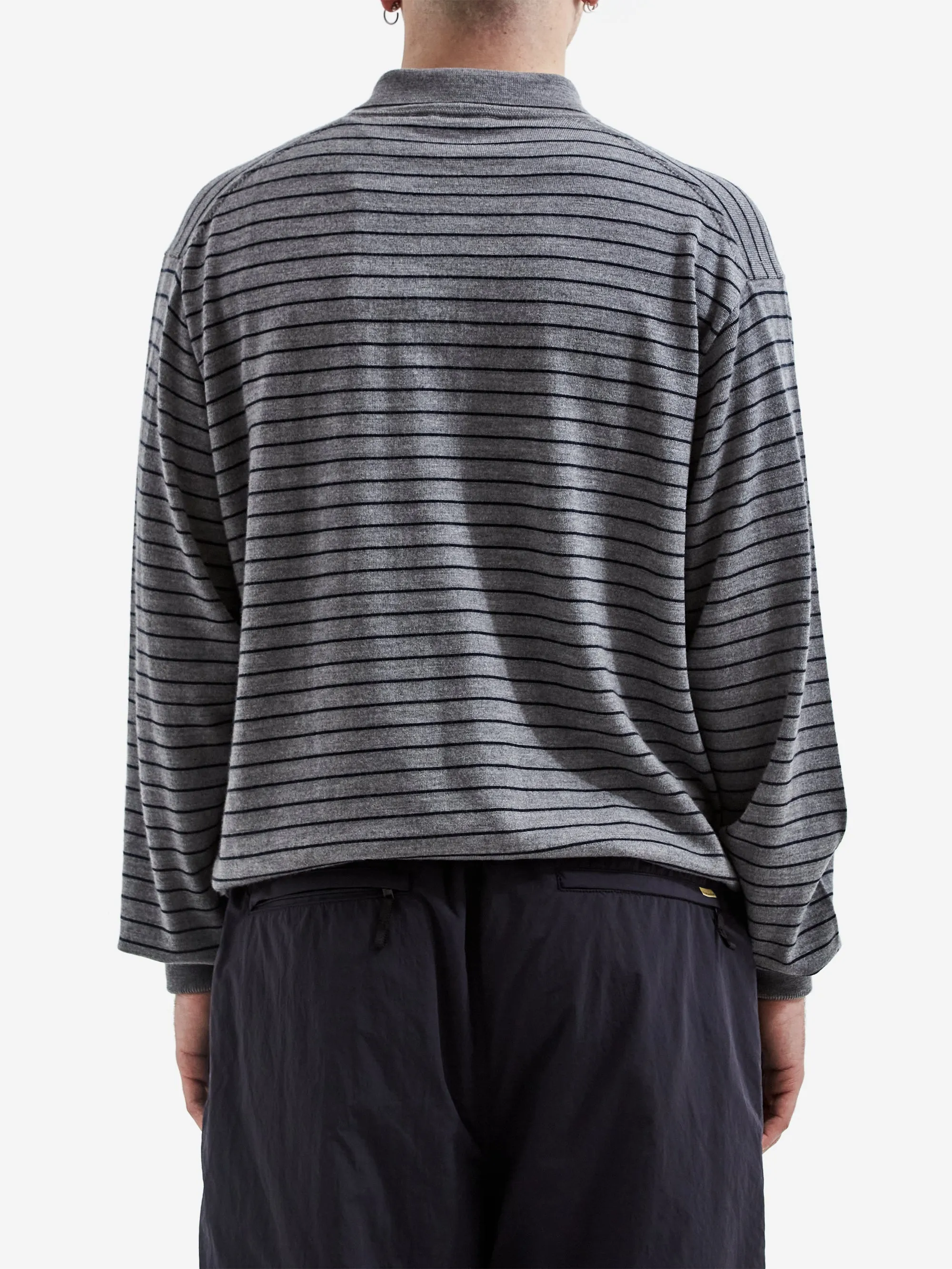 Farah Japan High Gauge Striped Polo Shirt Grey/Navy