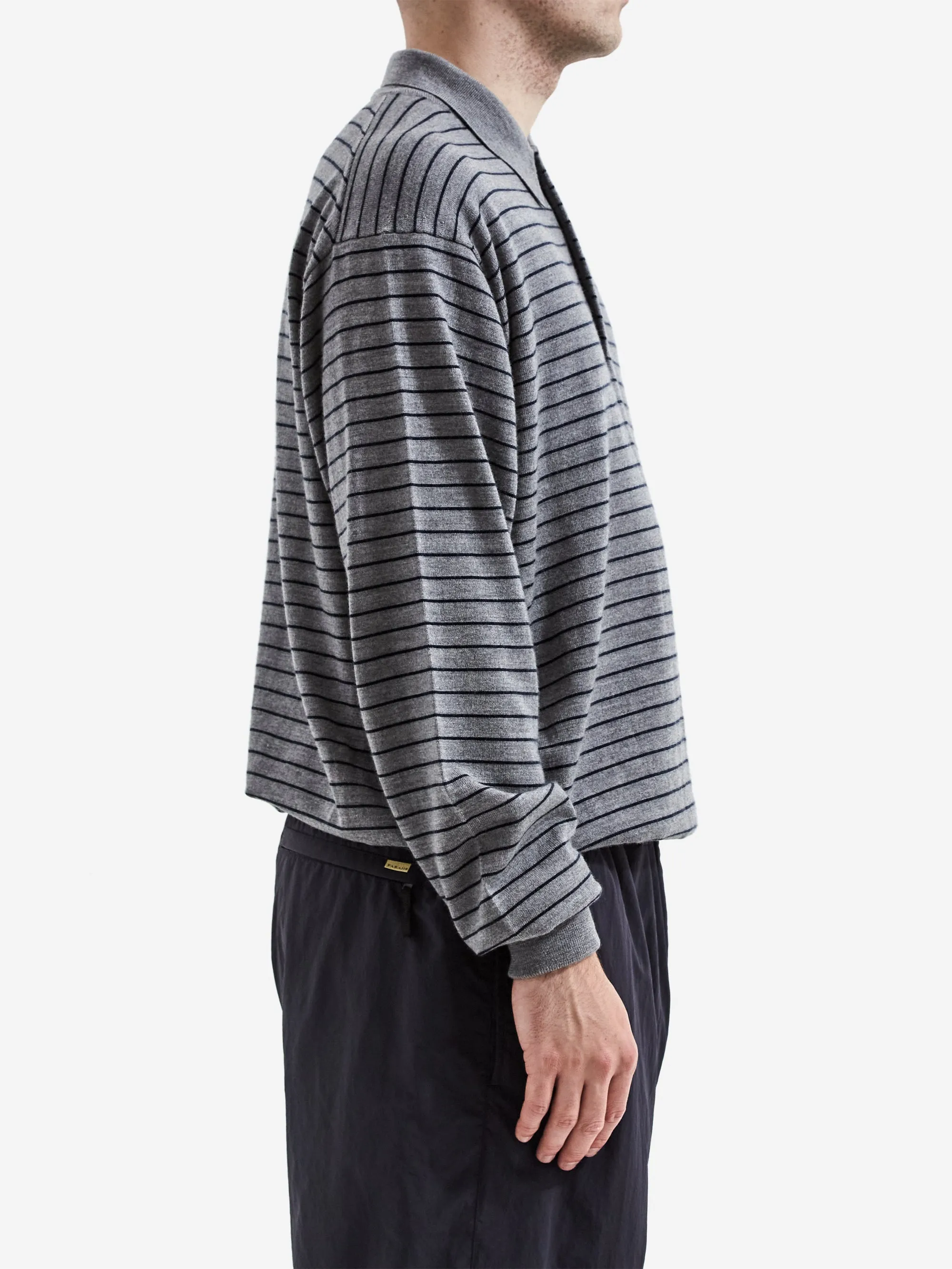 Farah Japan High Gauge Striped Polo Shirt Grey/Navy