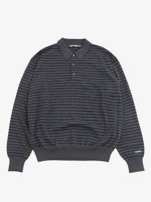 Farah Japan High Gauge Striped Polo Shirt Grey/Navy