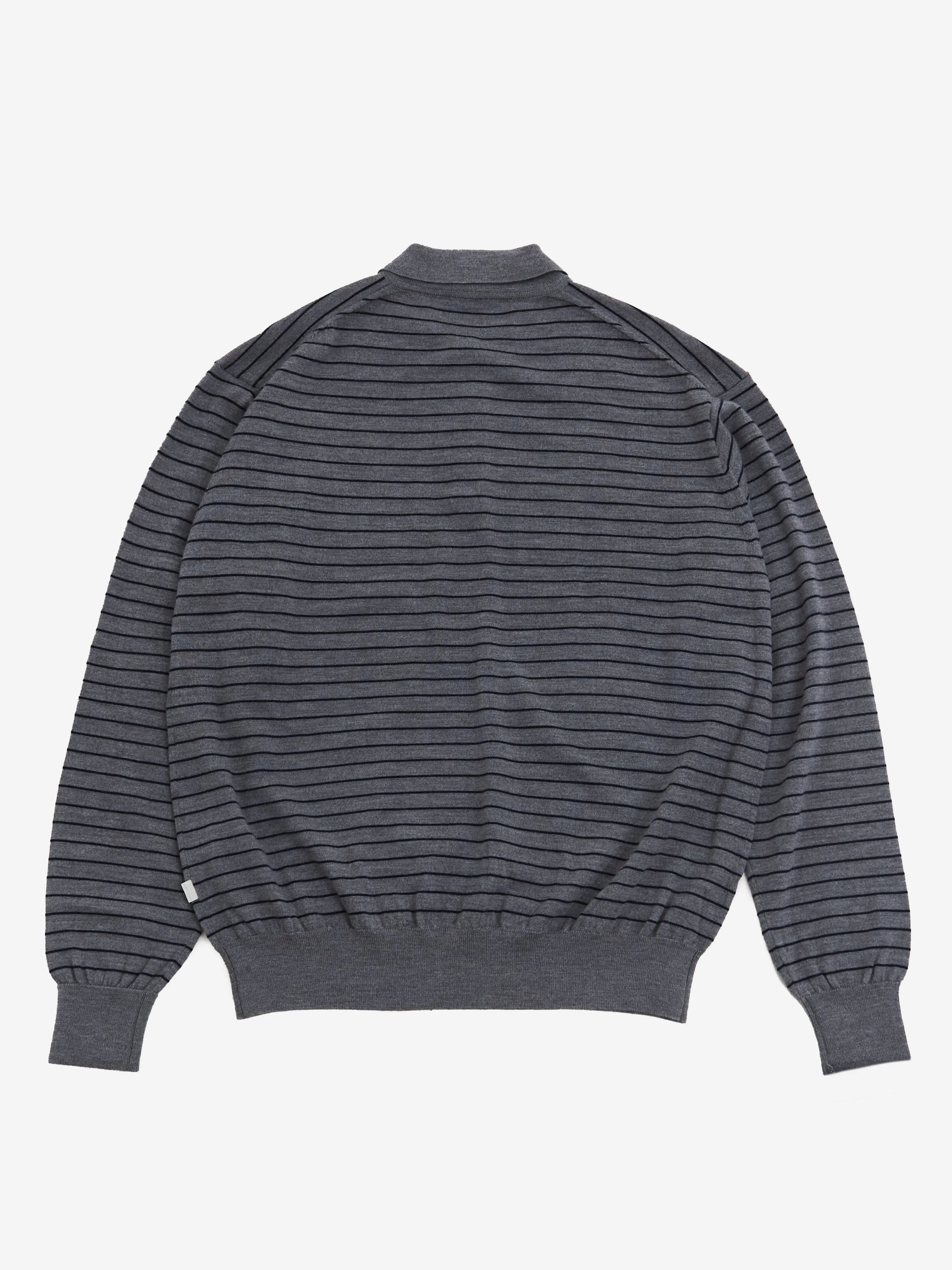 Farah Japan High Gauge Striped Polo Shirt Grey/Navy