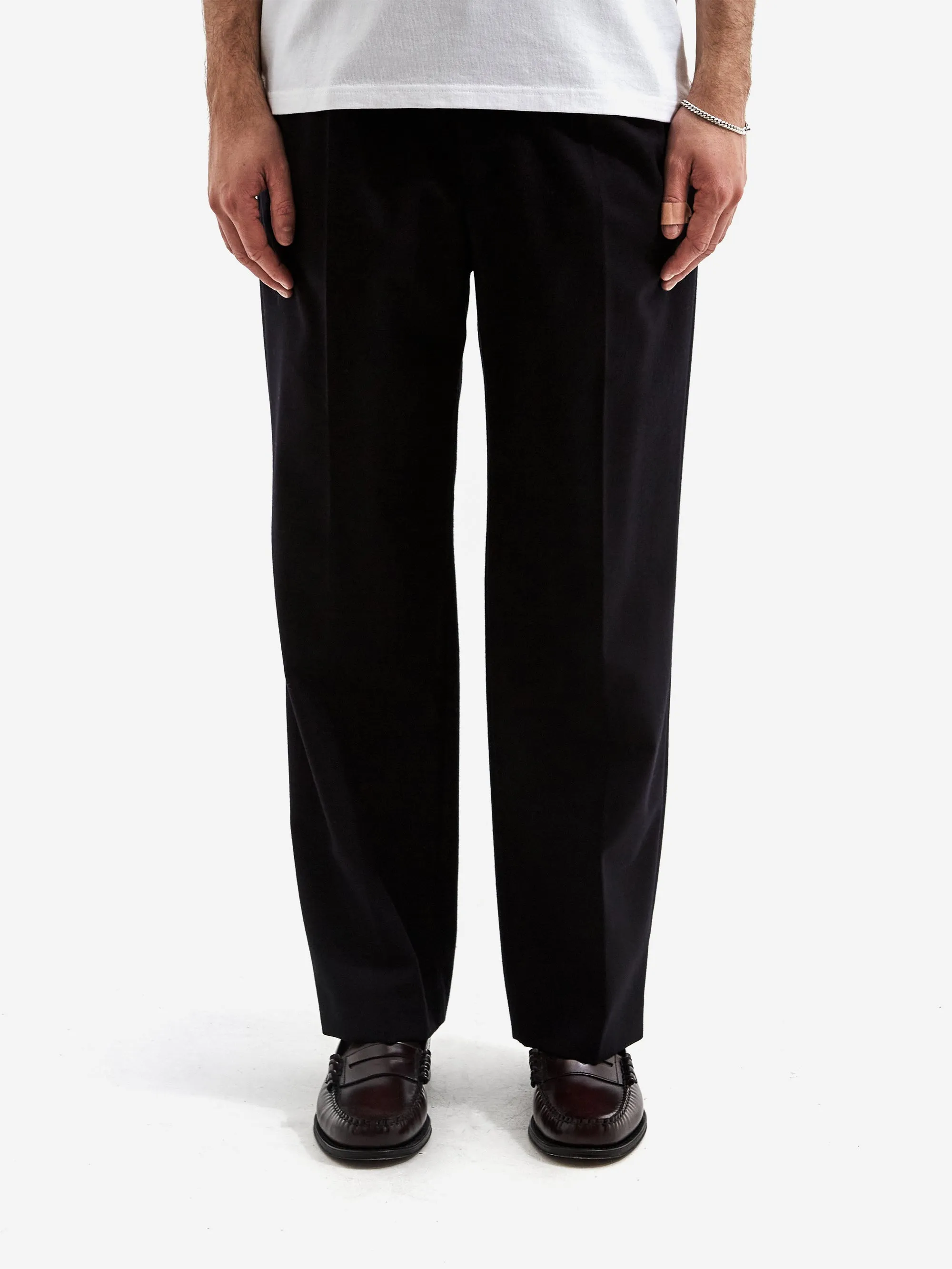 Farah Japan Two Tuck Side Adjustable Pants - Navy