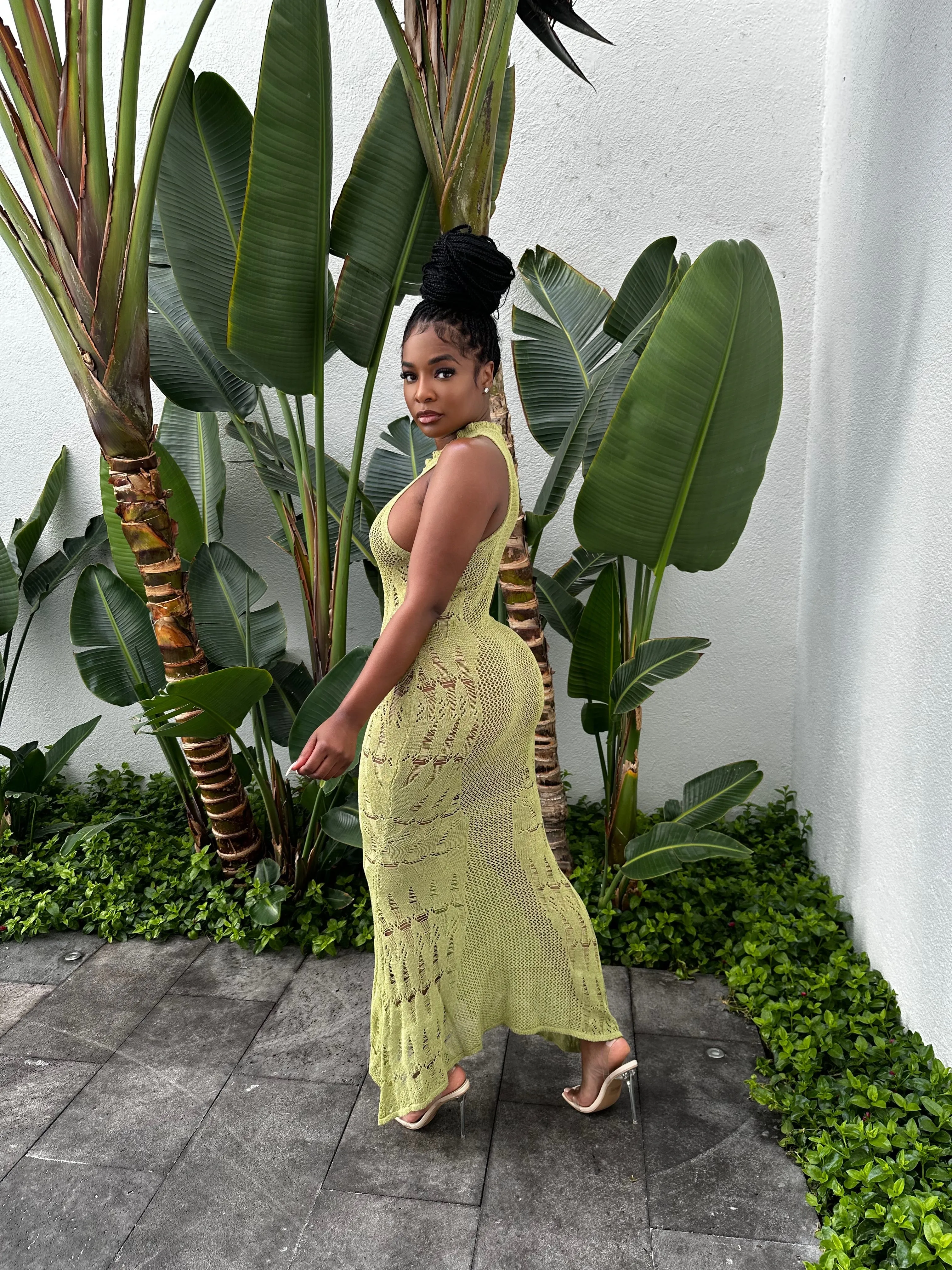 Green knit mermaid dress