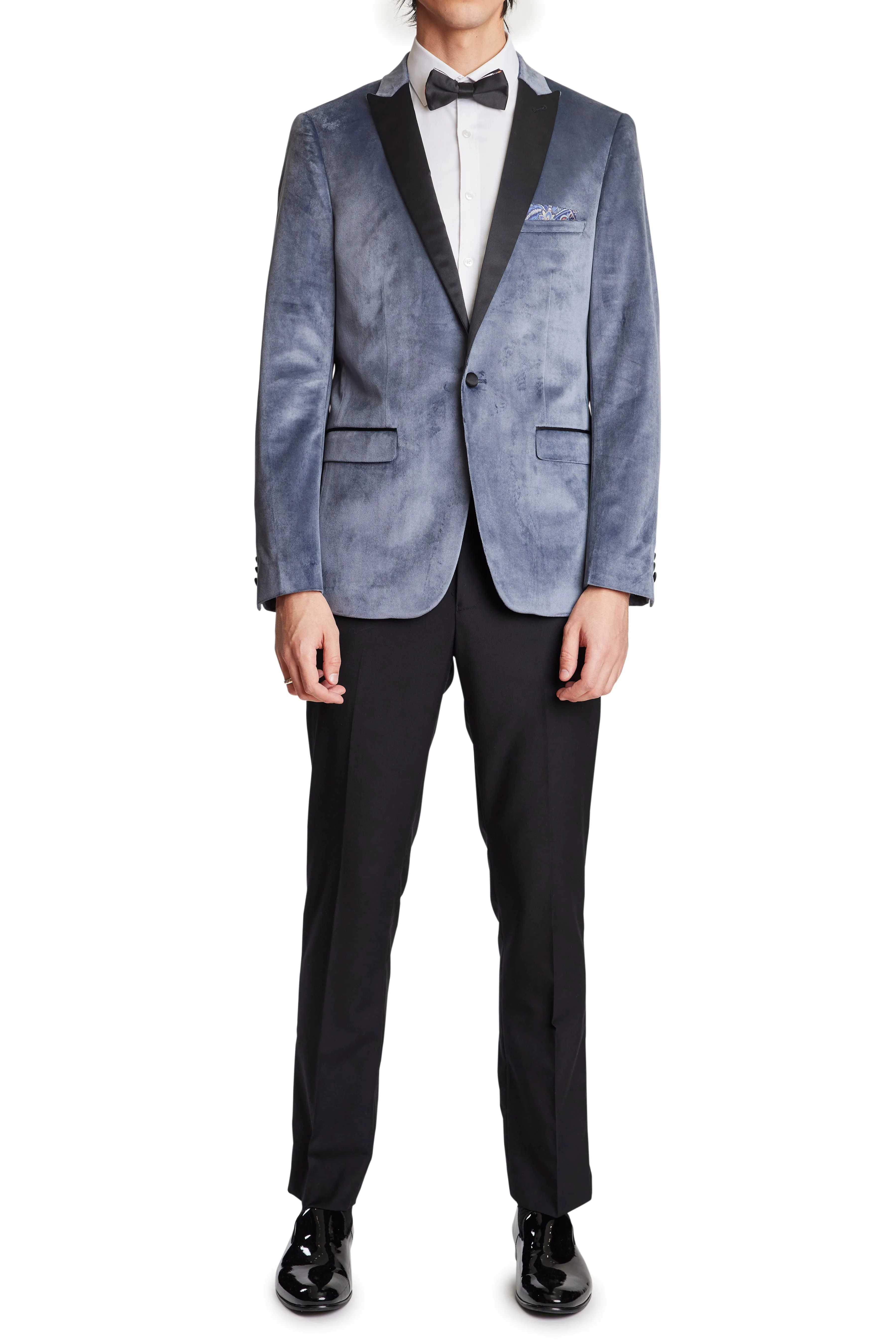 Grosvenor Peak Tux Jacket - slim - Dolphin Grey Velvet