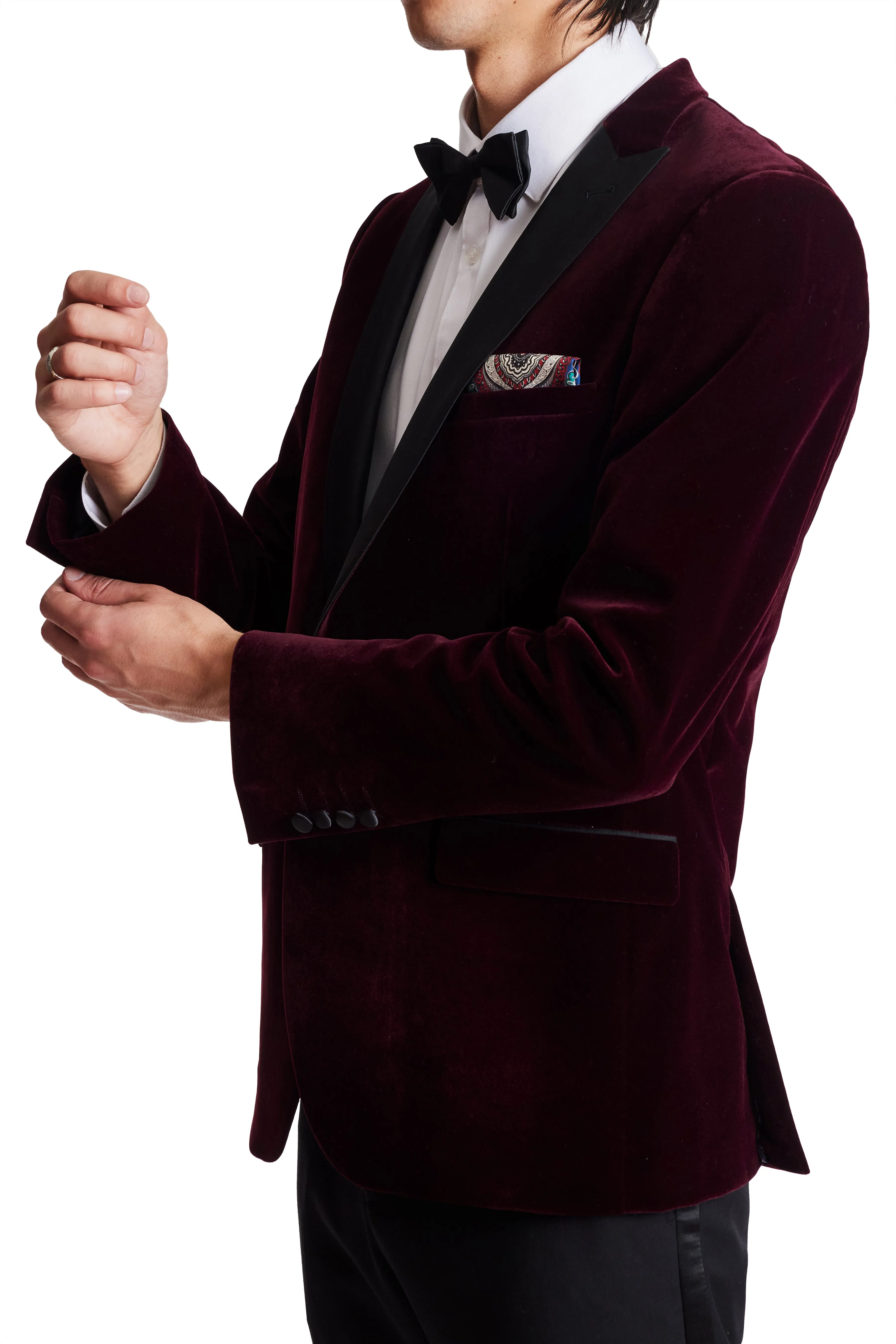 Grosvenor Peak Tux Jacket - slim - Rich Burgundy Velvet