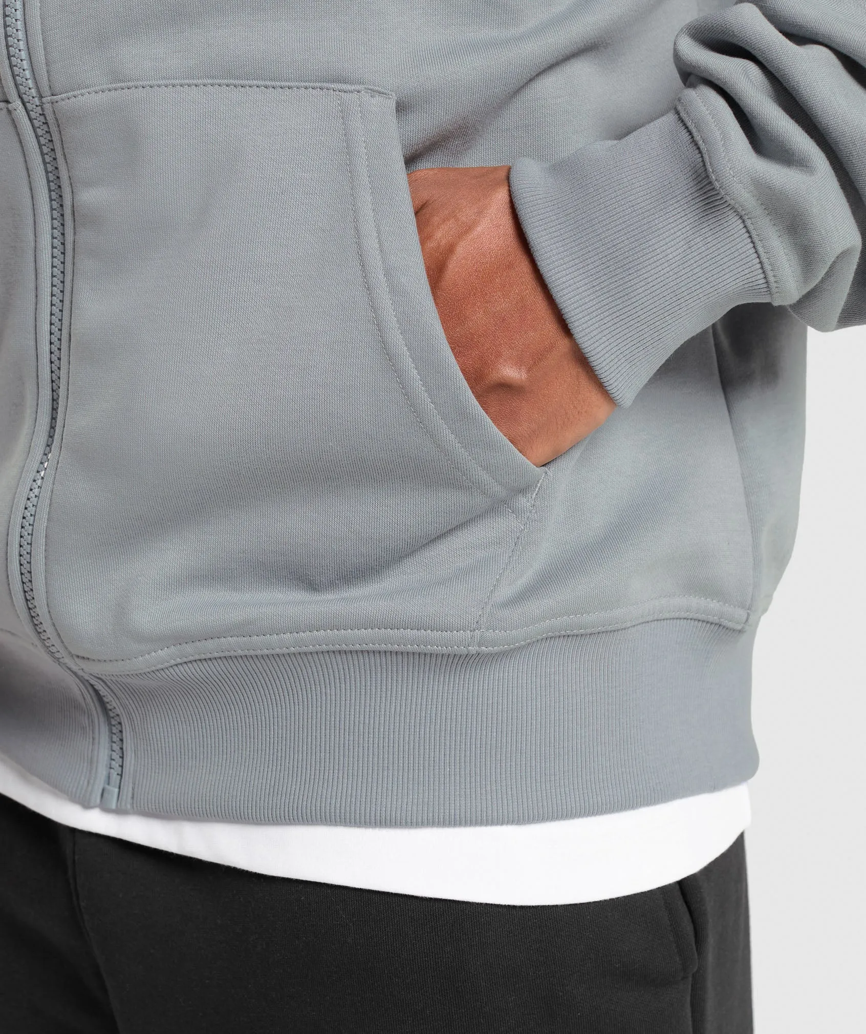 Gymshark Crest Oversized Zip Up Hoodie - Denim Grey