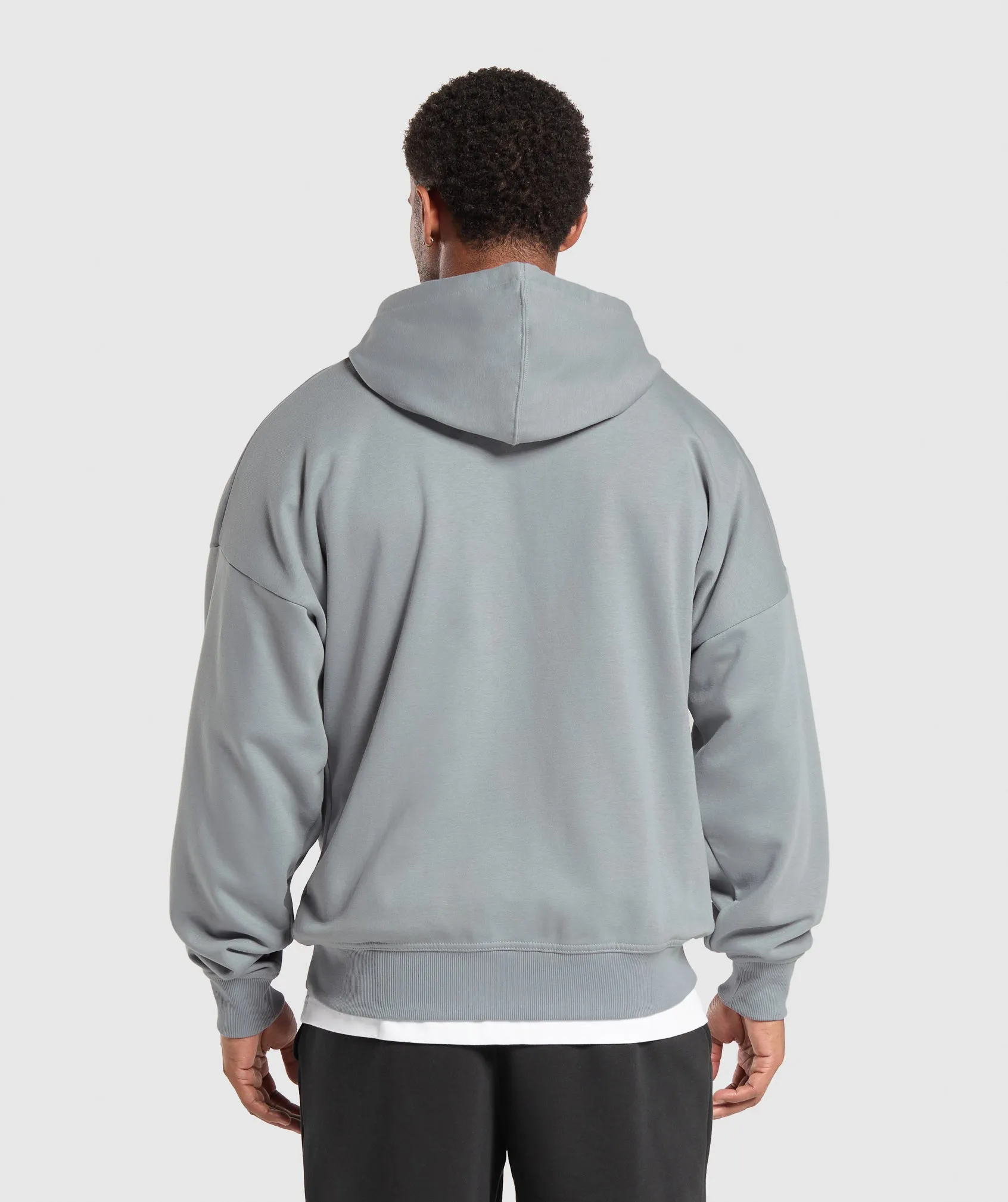 Gymshark Crest Oversized Zip Up Hoodie - Denim Grey