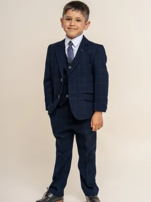 House Of Cavani Boys Cody Tweed Suit in Blue