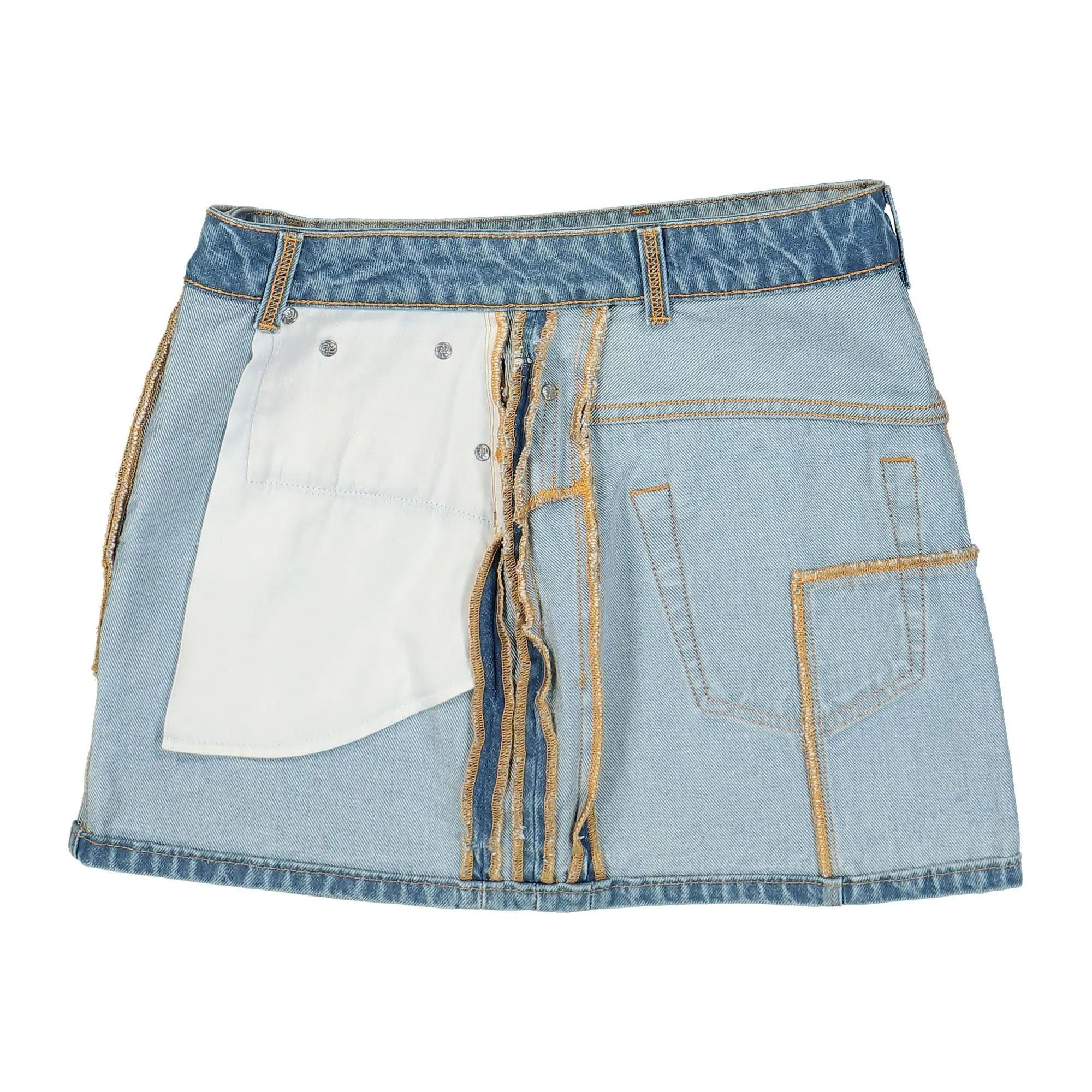 Inside-Out Denim Mini Skirt