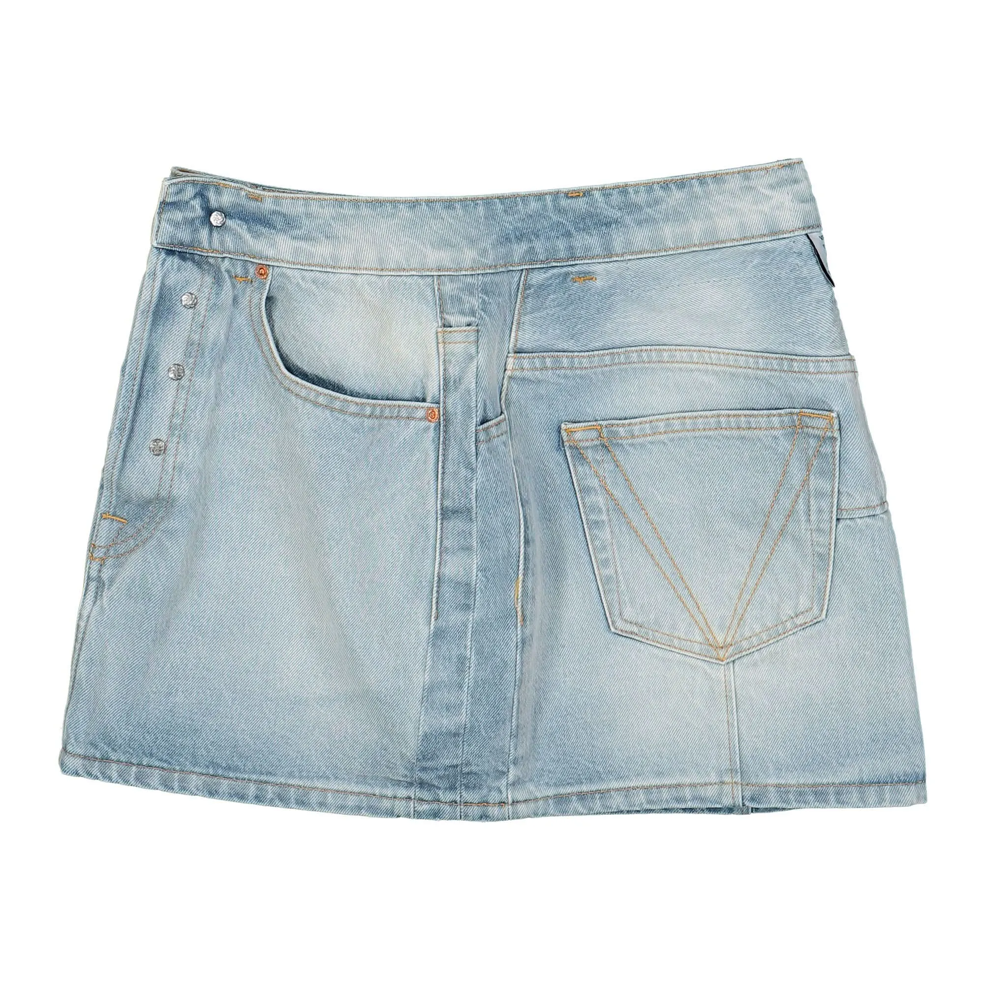 Inside-Out Denim Mini Skirt