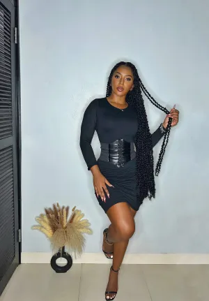 Jordyn Double Layered Midi Dress- Black
