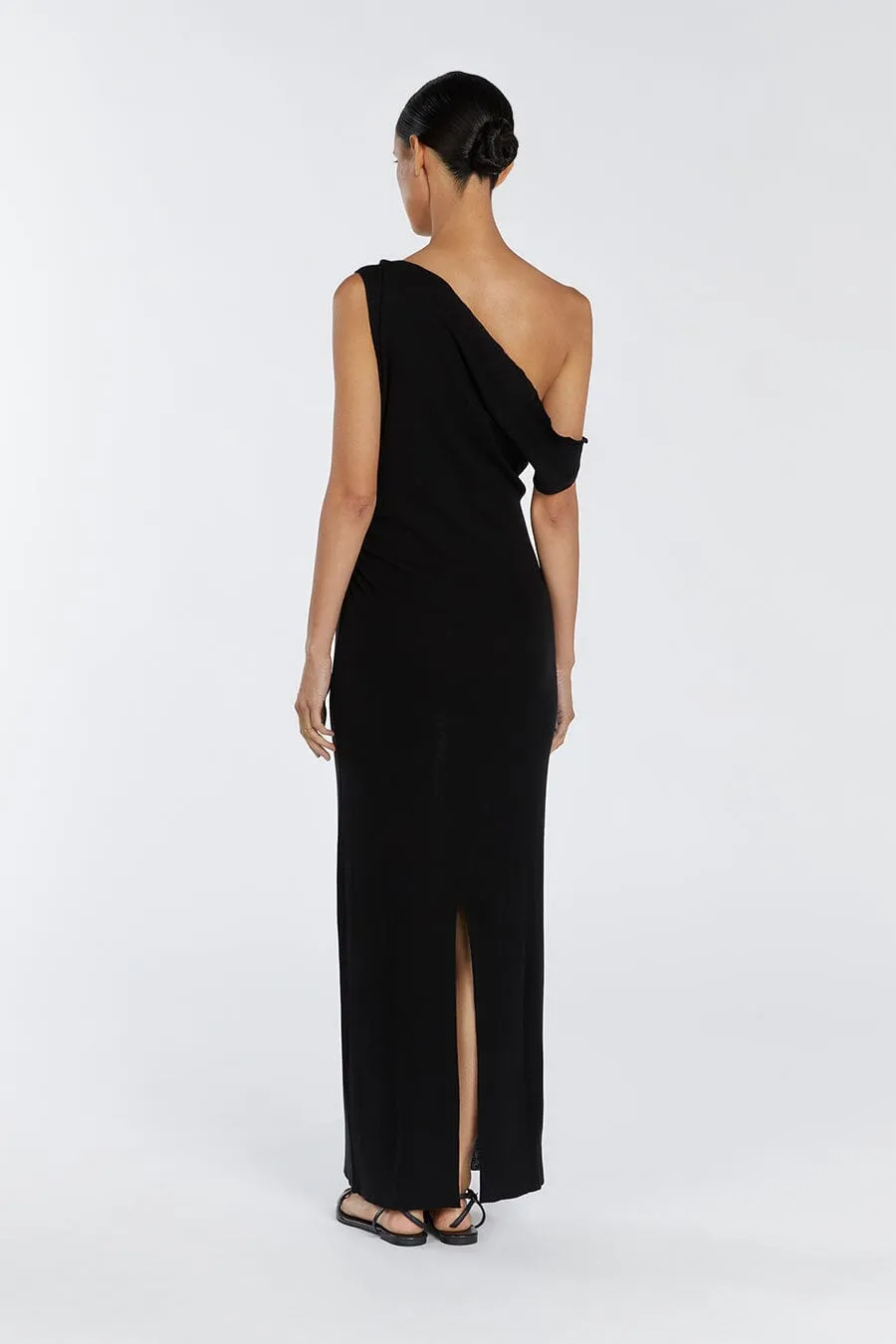 JUNIE BLACK KNIT MIDI DRESS