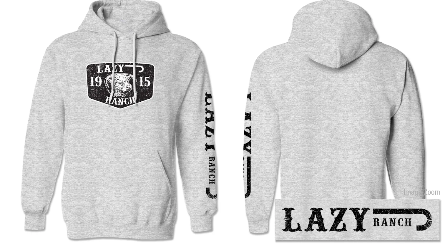 Lazy J Ranch Black Ranch Logo Pullover Hoodie - Ash Grey