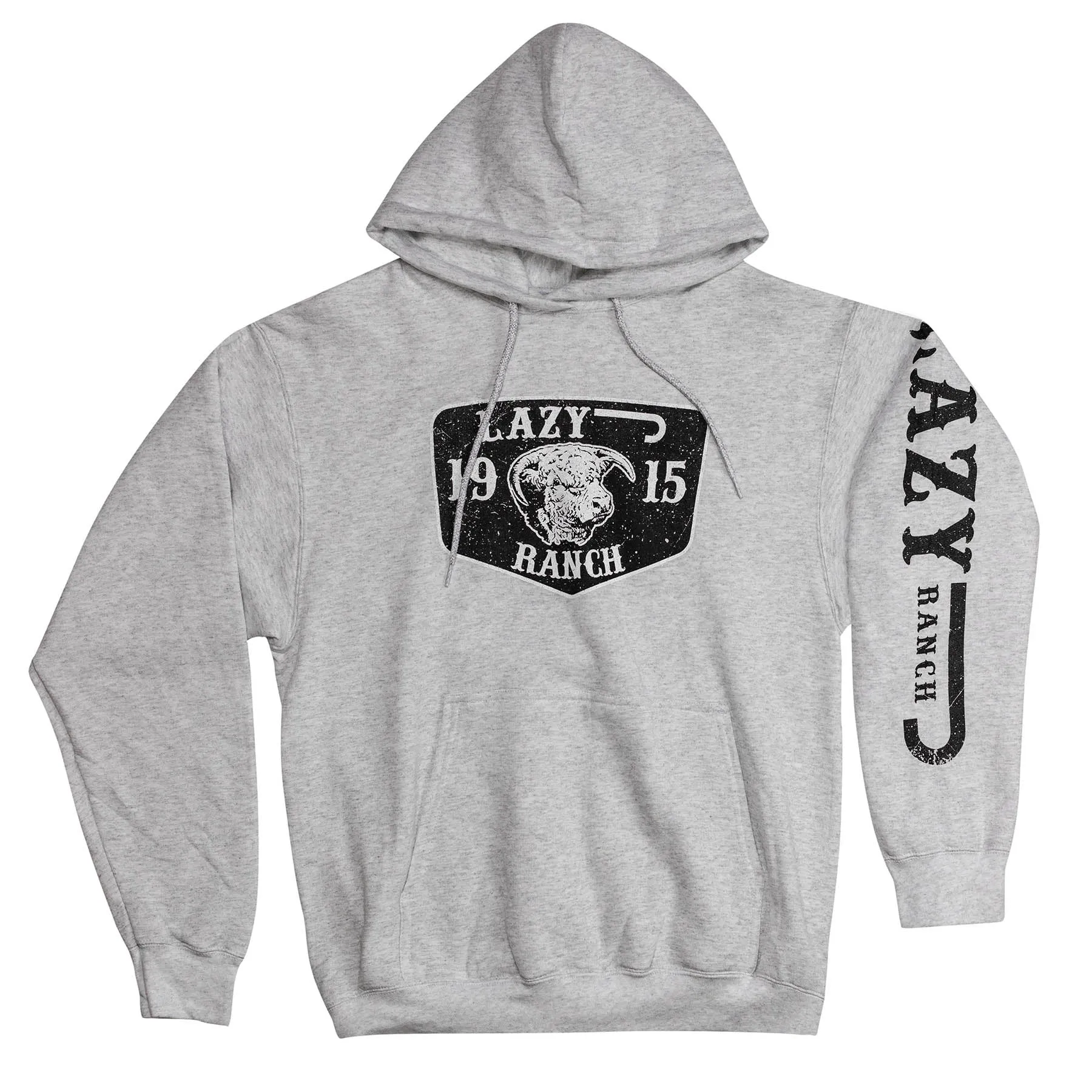Lazy J Ranch Black Ranch Logo Pullover Hoodie - Ash Grey