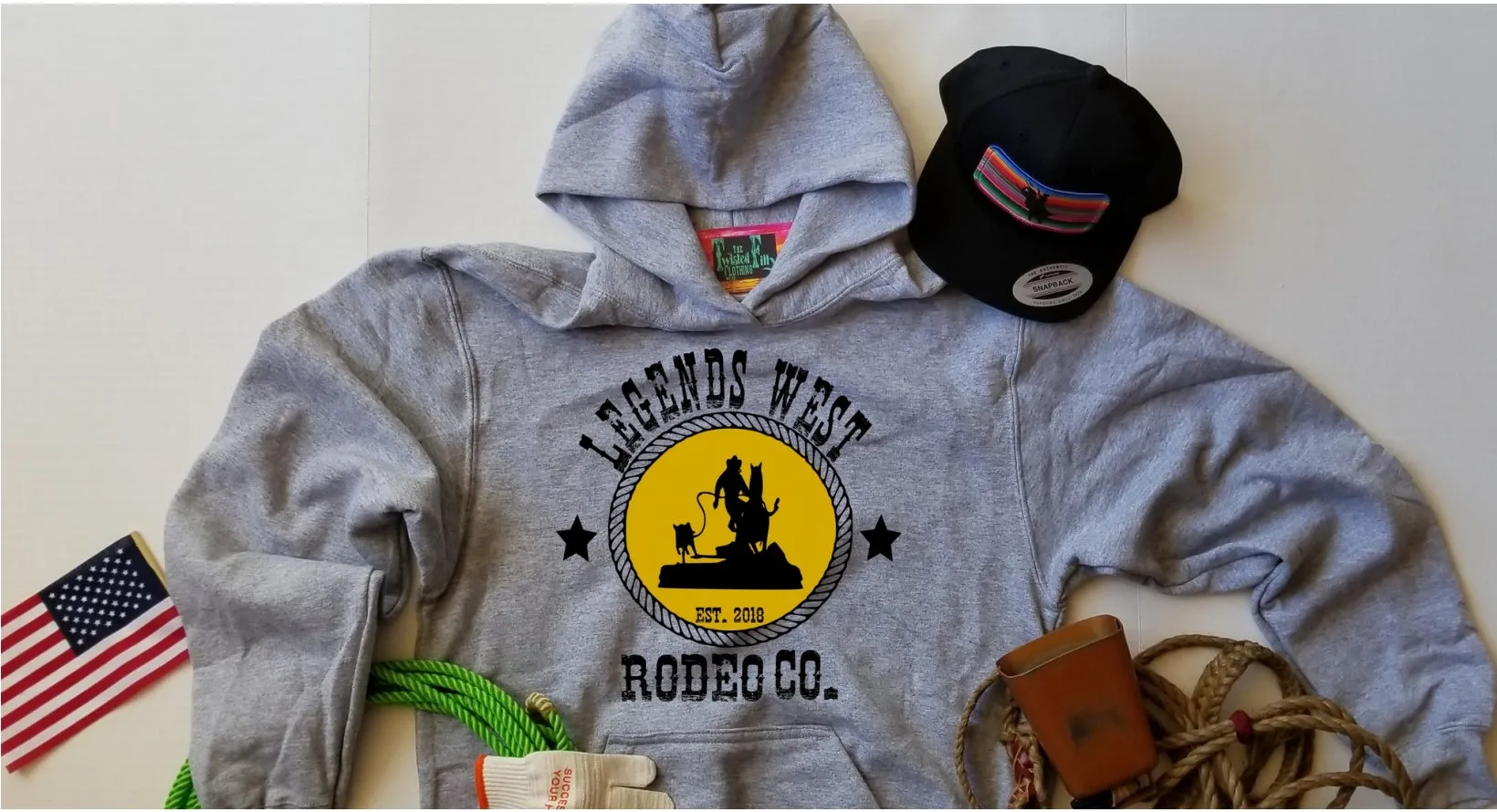Legends West Rodeo Co. Calf Roper - Youth Hoodie - Gray