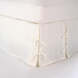 Linen Knotted Bed Skirt - ivory